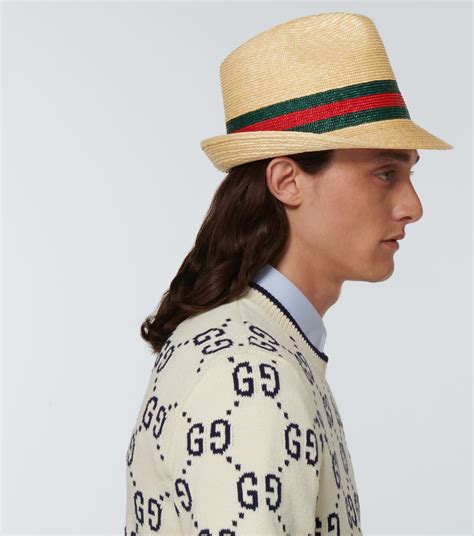 gucci fishing hat|Straw hat with Gucci patch .